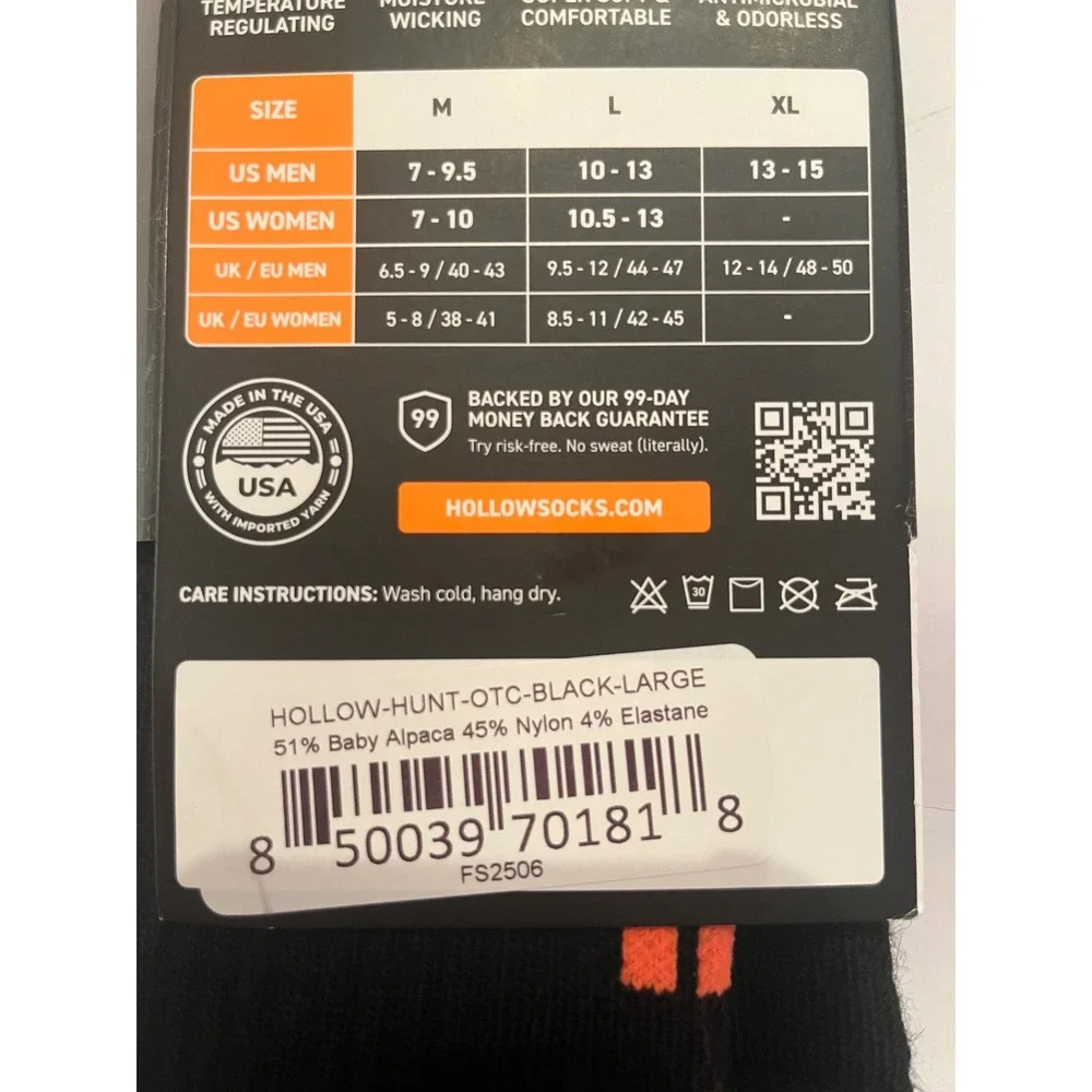 Hollow Hunt Performance Alpaca Wool Socks Heavy Weight‎ Full Cushion Men 10-13